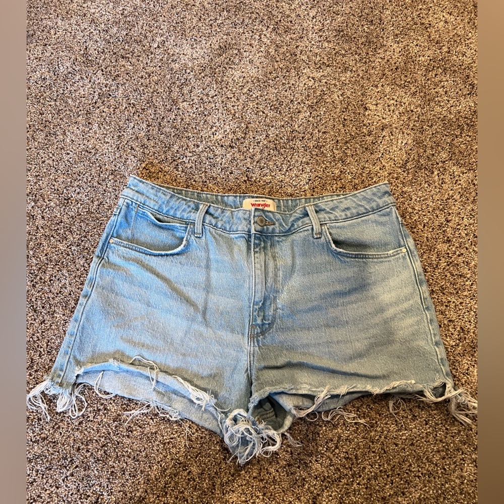 Wrangler Light Blue Frayed Jean Shorts